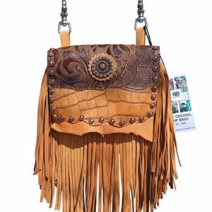 The Desert Arabesque Fringed Genuine Leather Hip Bag Hand Crafted in the USA